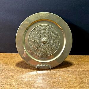 Vintage Brass Aztec Mexican Calendar